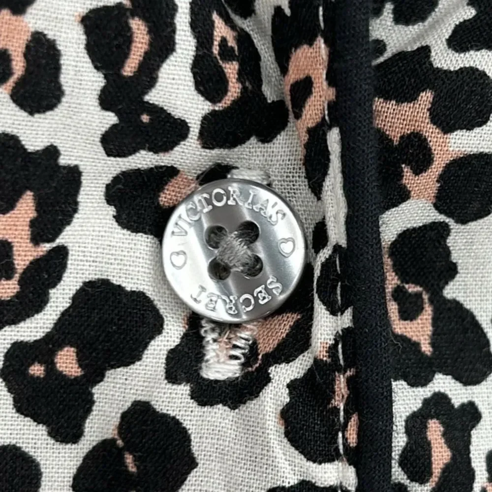 Victoria's Secret Leopard Cheetah Print Button Down Pajama Top NWT Size Medium